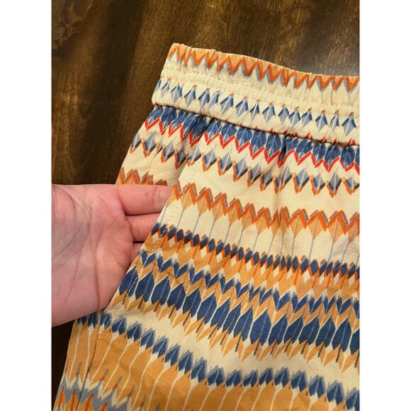J. Crew Women’s Orange Blue Geometric Print Boho Pull On Shorts Linen Blend 12 - Picture 6 of 10